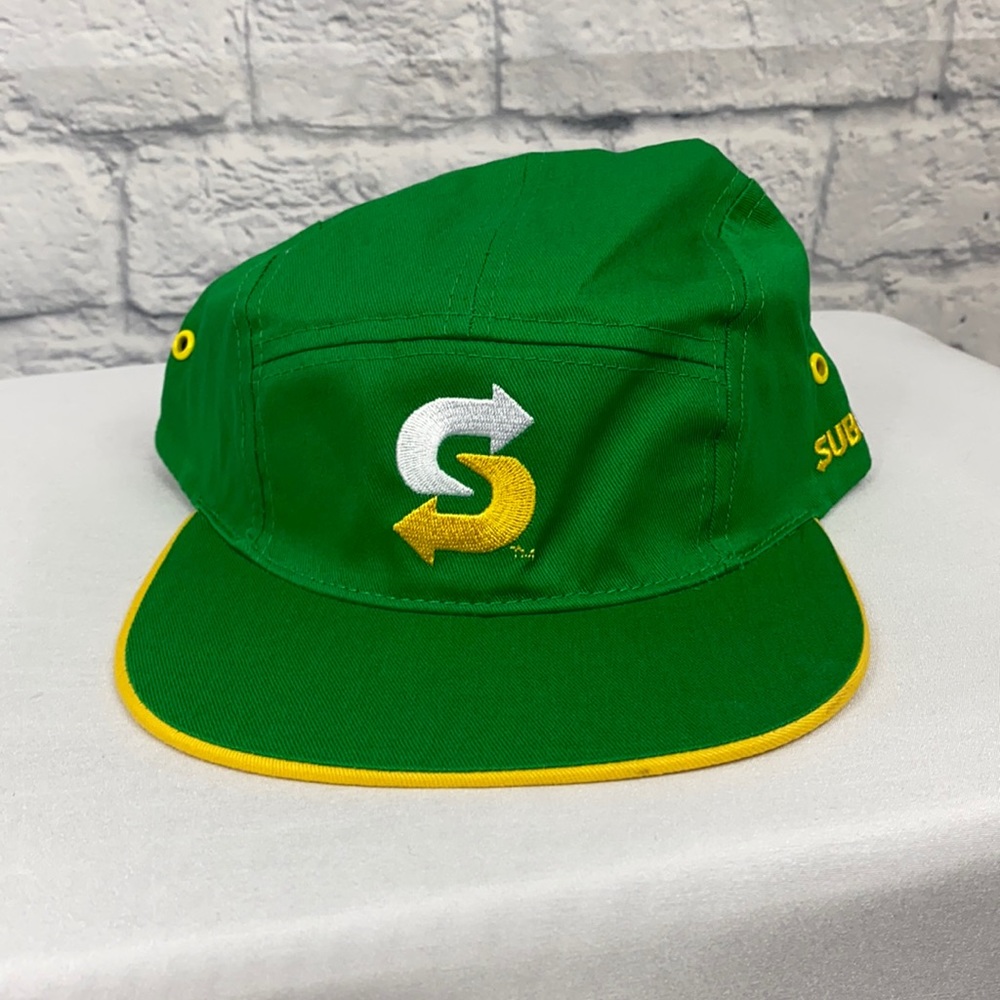 NWOT Subway employee unisex green flatbill cap hat